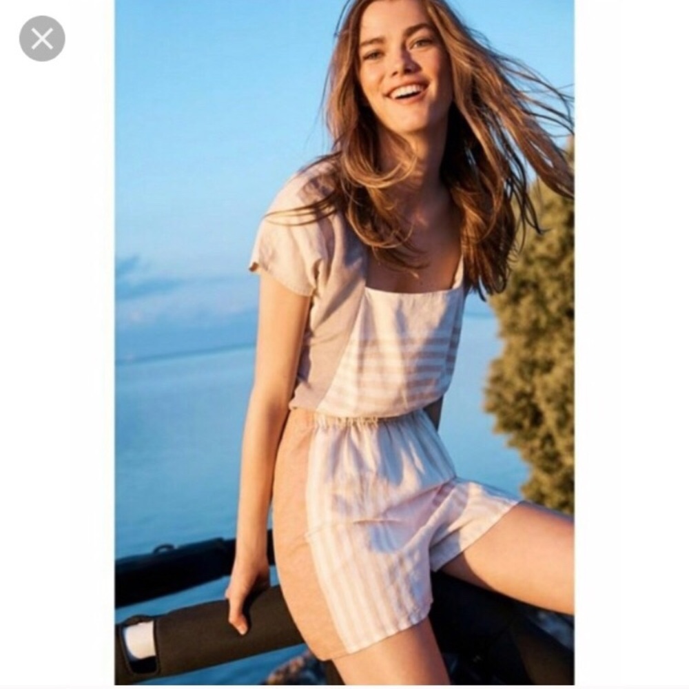 Linen romper from Anthropologie